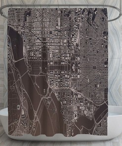 Washington DC Map Shower Curtain | Cityscape Industrial Bath Decor | Bathroom Curtains
