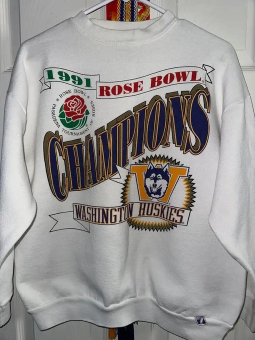 Washington Huskies 1991 Rose Bowl Crewneck Sweatshirt - American University Shirt - Sport Shirts Unisex