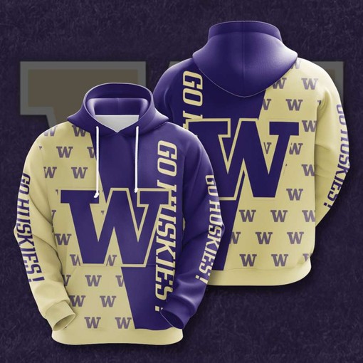 Washington Huskies Customized All Over Print Zip Up Hoodie for Men