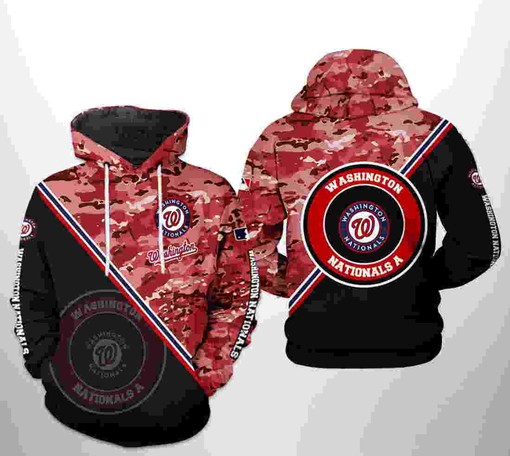 Washington Nationals All Over Print Camo Team 3D Hoodie Zipper - 3D Print Hoodie Full Size