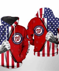 Washington Nationals All Over Print US Flag 3D Hoodie Zipper - All Over Print Hoodie Printful