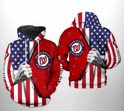 Washington Nationals All Over Print US Flag 3D Hoodie Zipper - All Over Print Hoodie Printful
