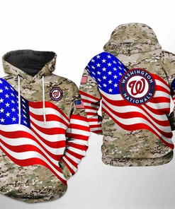 Washington Nationals All Over Print US Flag Camo Veteran 3D Hoodie - 3D Printed Hoodies