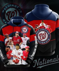 Washington Nationals Customized Full Zip Hoodie with 3D Print
