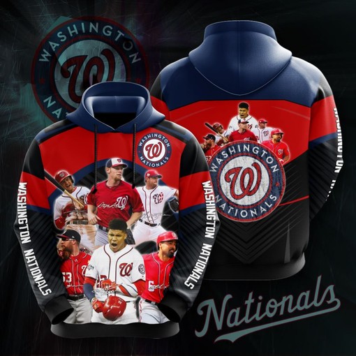Washington Nationals Customized Full Zip Hoodie with 3D Print