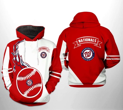 Washington Nationals MLB Classic All Over Print 3D Hoodie - Zip Hoodie Hoodie for Men