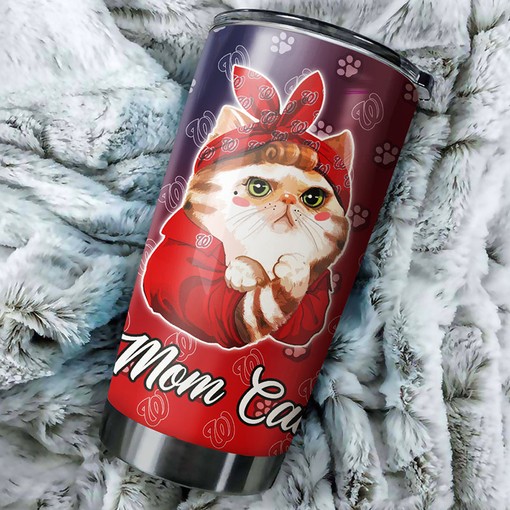 Washington Nationals MLB Tumbler with Cat Moms and MLB Logo - Must-Have Tumbler for Nats Cat Lovers