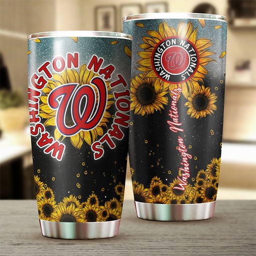 Washington Nationals MLB Tumbler with Sunflower and MLB Logo - Ideal Gift for Nats Fans