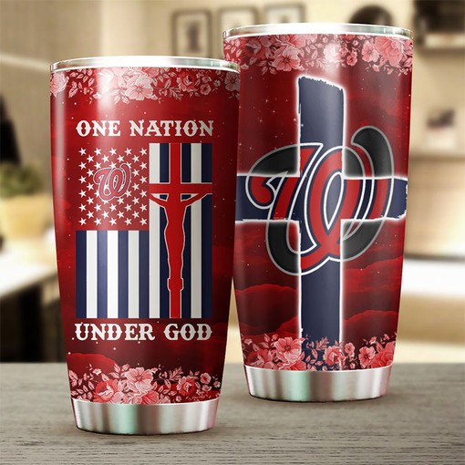 Washington Nationals One Nation Under God Edition MLB Tumbler - Personalized Design - Image 2