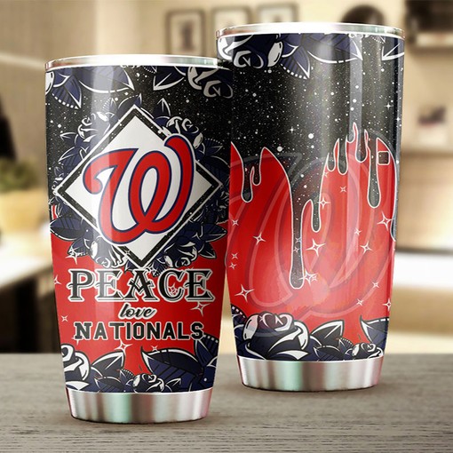 Washington Nationals Peace and Love Edition MLB Tumbler - Baseball Mom Tumbler Ideas - Image 2