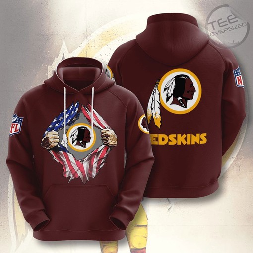 Washington Redskins 3D Hoodie with All-Over Prints and Graphics for NFL Fans