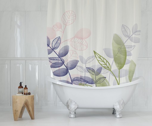 Watercolor Bohemian Leaves Shower Curtain - Boho Scenic Shower Curtain for Farmhouse Bathroom Decor - Image 2