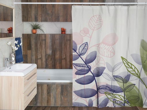Watercolor Bohemian Leaves Shower Curtain - Boho Scenic Shower Curtain for Farmhouse Bathroom Decor - Image 3