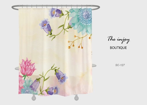 Watercolor Floral Plant Shower Curtain with Hooks for Your Bathroom