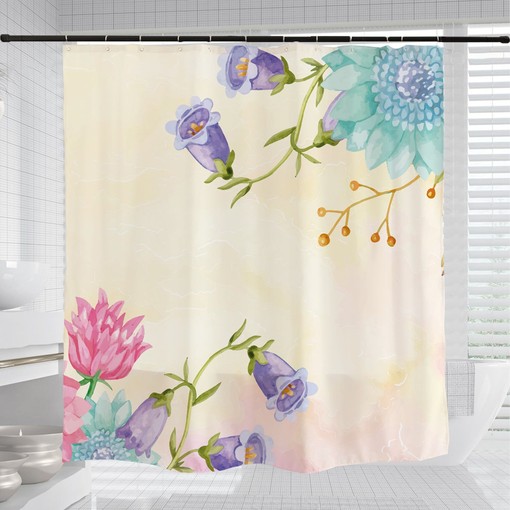 Watercolor Floral Plant Shower Curtain with Hooks for Your Bathroom - Image 3