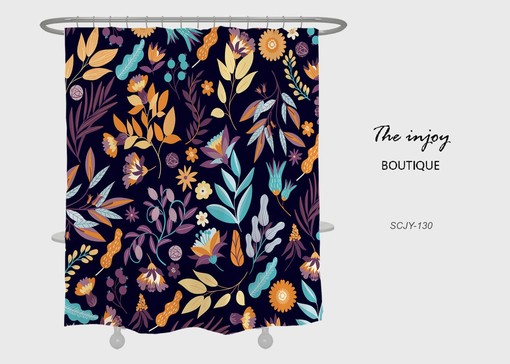 Watercolor Floral Plants Design Boho Bathroom Shower Curtain