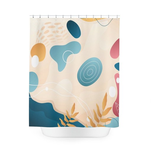 Watercolor Leaves Yellow Abstract Art Shower Curtain or Mat, Warm Earth Tones Contemporary Bathroom Curtain - Image 4
