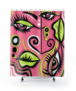 Watercolor Pink Abstract Art Shower Curtain with Modern Art Print for Nature Theme Bathroom Decor