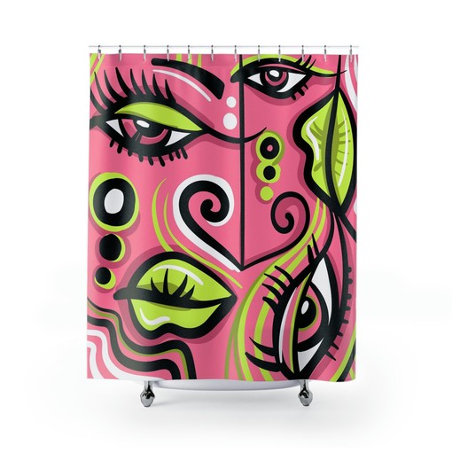 Watercolor Pink Abstract Art Shower Curtain with Modern Art Print for Nature Theme Bathroom Decor