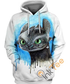 Watercolor Style Hoodie with All Over Print of Toothless - 3D