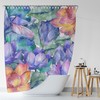 Waterproof Colorful Lotus Flower Shower Curtain, Quick Dry Bathroom Curtain