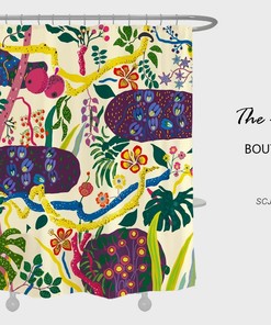 Waterproof Shower Curtain with Colorful Forest Flowers, Customizable to Enhance Boho Style