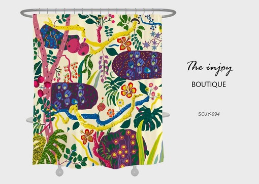 Waterproof Shower Curtain with Colorful Forest Flowers, Customizable to Enhance Boho Style