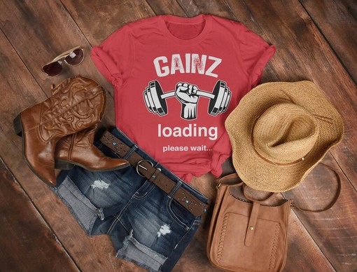 Weightlifting Gainz Loading Please Wait Unisex Tee, Weightlifting Gift and Fan Shirt - Image 3