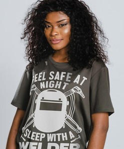 Welding Tee, Welder Unisex T-Shirt, Feels Safe at Night T-Shirt, Gift for Welder, Sleep with a Welder T-Shirt