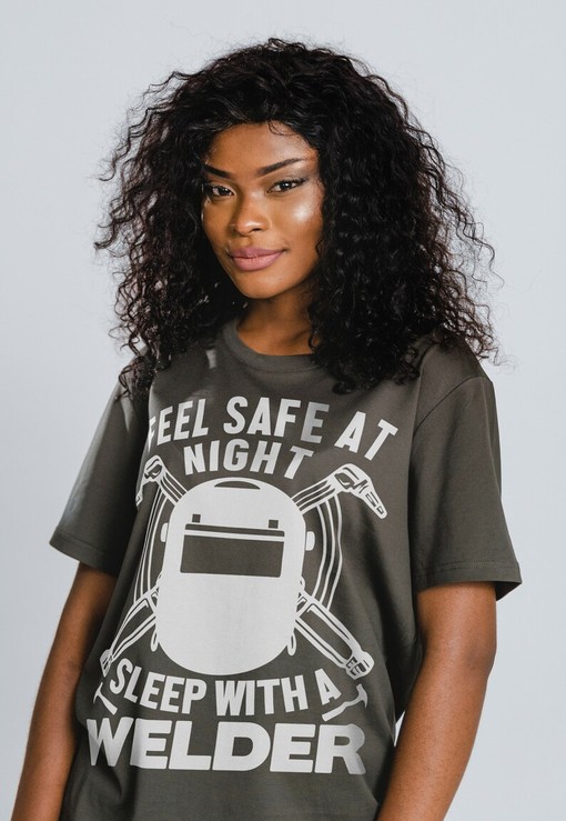 Welding Tee, Welder Unisex T-Shirt, Feels Safe at Night T-Shirt, Gift for Welder, Sleep with a Welder T-Shirt
