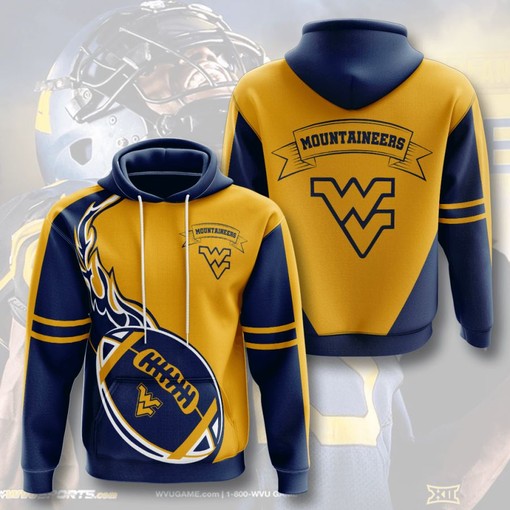 West Virginia Mountaineers Sport All Over Print Hoodie in Stunning 3D Design
