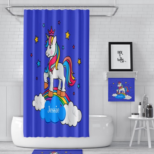 Whimsical Personalized Unicorn Shower Curtain with Bath Accessories - Image 2