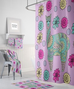 Whimsical Purple Llama Shower Curtain Set - Bring a Fun and Whimsical Touch to Your Bathroom