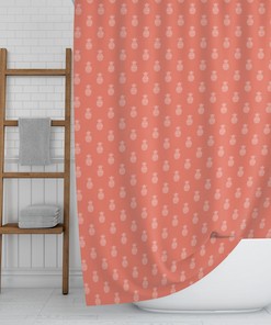 Whimsical Tropical Decor Colorful Shower Curtain with Coral Peach Pink Pineapples