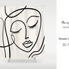 White Abstract Art Women Face Shower Curtain, Bohemian Waterproof Washable Bathroom Decor with Custom Sizes