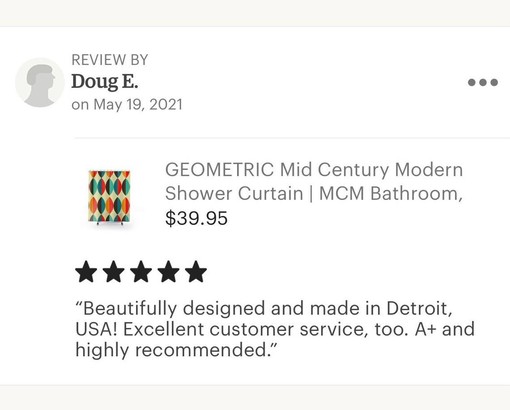 White Atomic Starburst Mid Century Modern Shower Curtain for Vintage Bathroom Decor - Image 2
