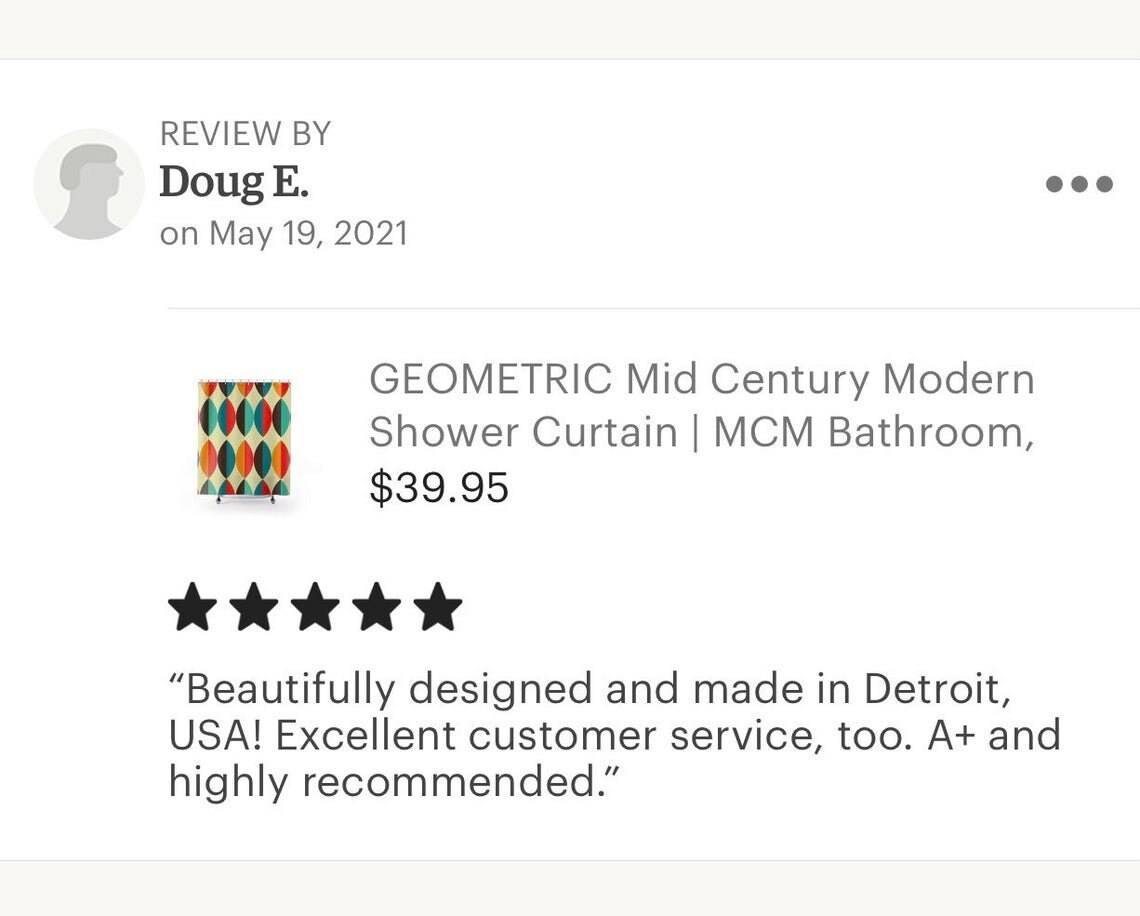 White Atomic Starburst Mid Century Modern Shower Curtain for Vintage Bathroom Decor - Image 2