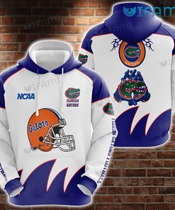 White Blue Football Helmet Gloves Hoodie - 3D All Over Print Custom Design Perfect for Gator Fans