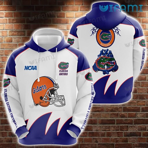 White Blue Football Helmet Gloves Hoodie - 3D All Over Print Custom Design Perfect for Gator Fans