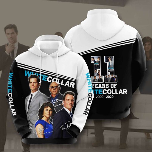 White Collar Custom All Over Print 3D Hoodie with Design