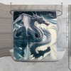 White Dragon Shower Curtain | Fantasy Theme Decor | Cool Gamer Gift | Light Blue & White Design