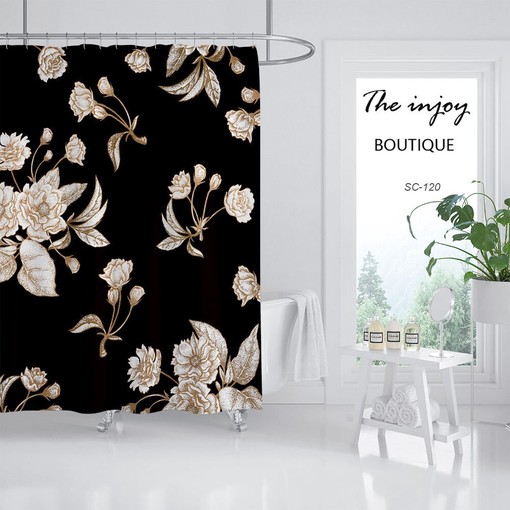 White Flowers Shower Curtain, Luxury Bathtub Decoration, Unique Tub Accessory - Image 2