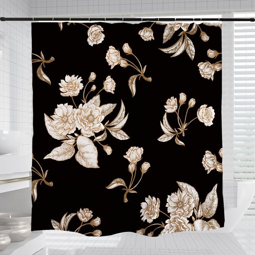 White Flowers Shower Curtain, Luxury Bathtub Decoration, Unique Tub Accessory - Image 3