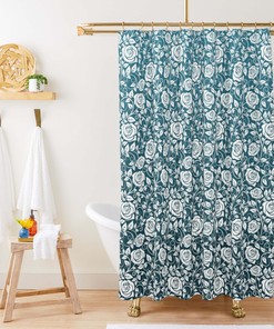 White Roses Shower Curtain, Customizable Size, Floral Pattern Bathroom Decor