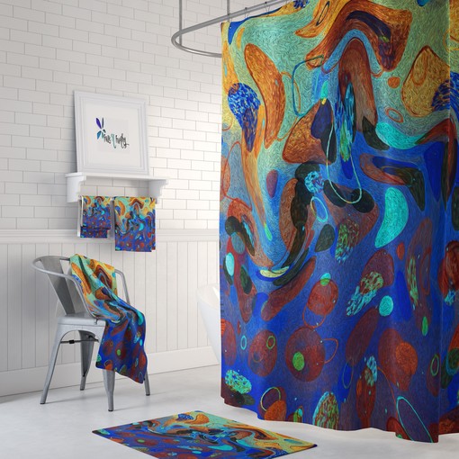 Wild Angry Sea Abstraction Shower Curtain for Vibrant Bathroom Decor