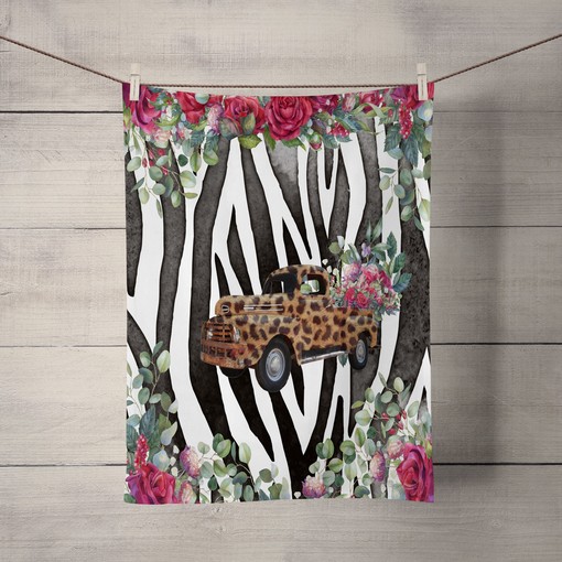 Wild Cheetah Truck Animal Print Floral Shower Curtain Set - Fun Bath Set with Optional Bath Towel - Image 3