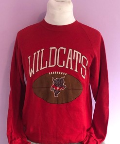 Wildcats Football Sports 80s Vintage Red Crewneck Sweatshirt, Unisex Sweatshirt Hoodie Shirt, College Shirts