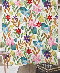 Wildflower Watercolor Shower Curtain or Bath Set for Nature Lovers - Refreshing Bathroom Decor