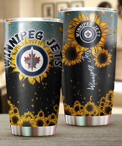 Winnipeg Jets NHL Tumbler Sunflower Sunshine Design Tumbler for NHL Fans Who Love Beauty
