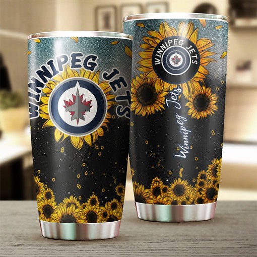 Winnipeg Jets NHL Tumbler Sunflower Sunshine Design Tumbler for NHL Fans Who Love Beauty
